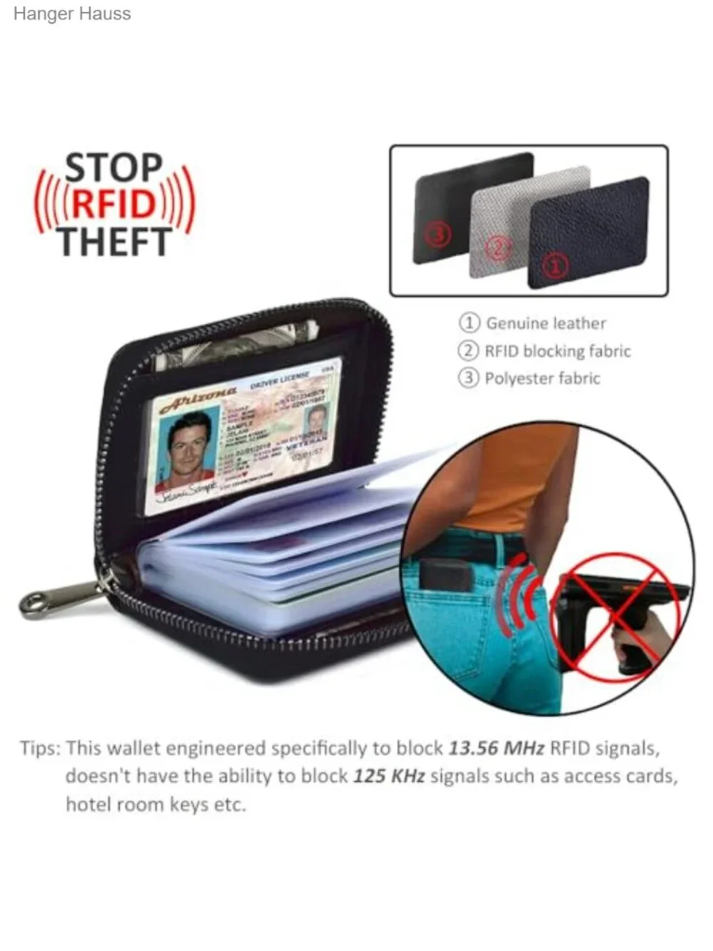 RFID Blocking Genuine Leather Card Holder Wallet 20 Slots Money Organizer